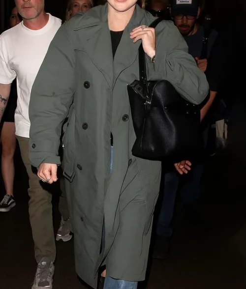 Miley Cyrus Green Trench Coat - Front 2
