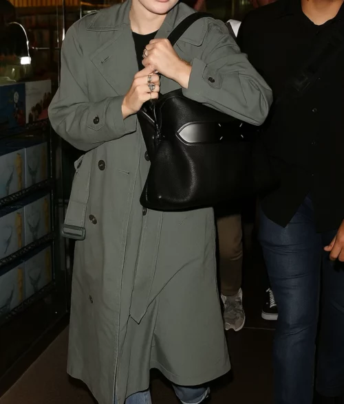 Miley Cyrus Green Trench Coat - Front