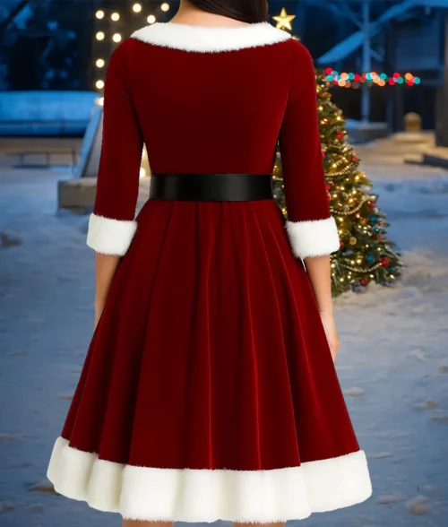 Mrs Claus Red Velvet Dress - Back