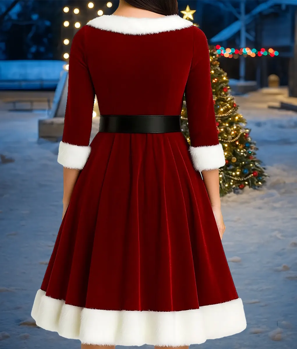 Mrs Claus Red Velvet Dress - Back