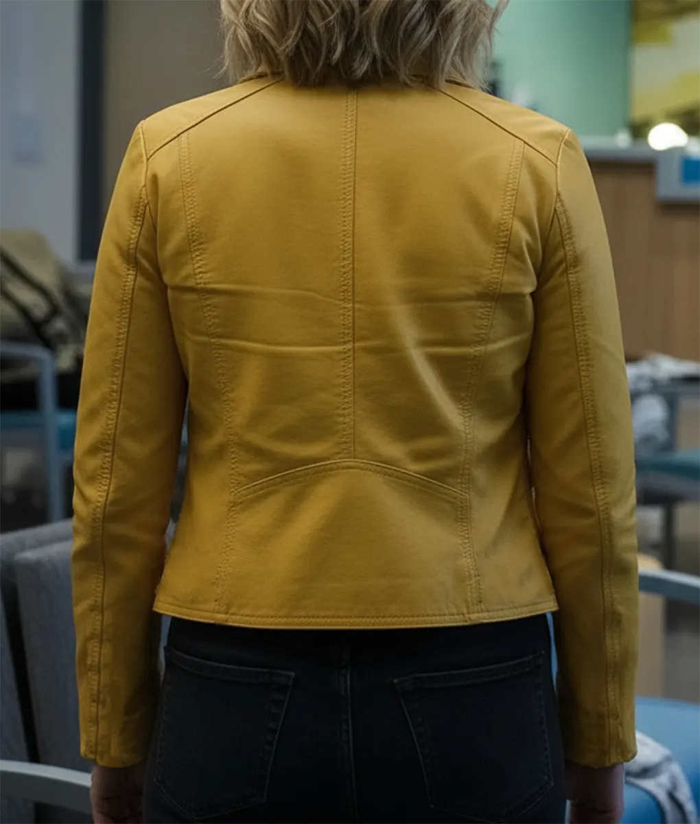 Pluribus Rhea Seehorn Yellow Leather Jacket - Back