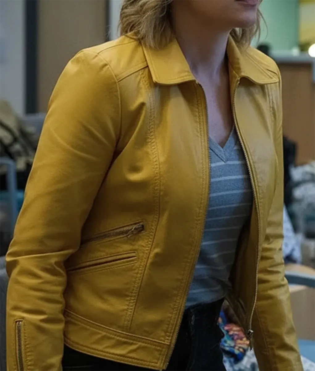 Pluribus Rhea Seehorn Yellow Leather Jacket - Side