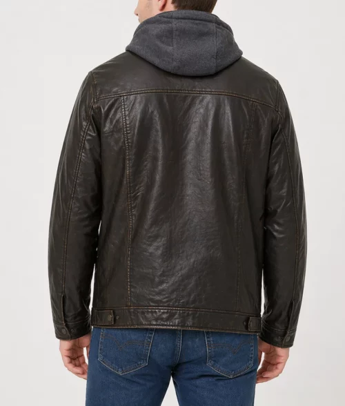 Warner Dark Brown Leather Jacket - Back