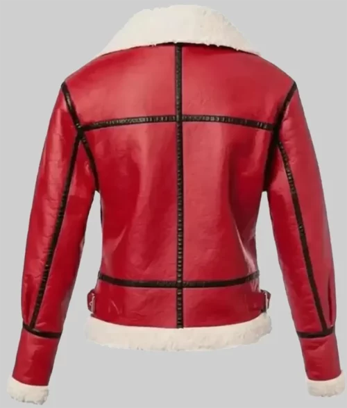 Womens Christmas Shearling Aviator Jacket - Back