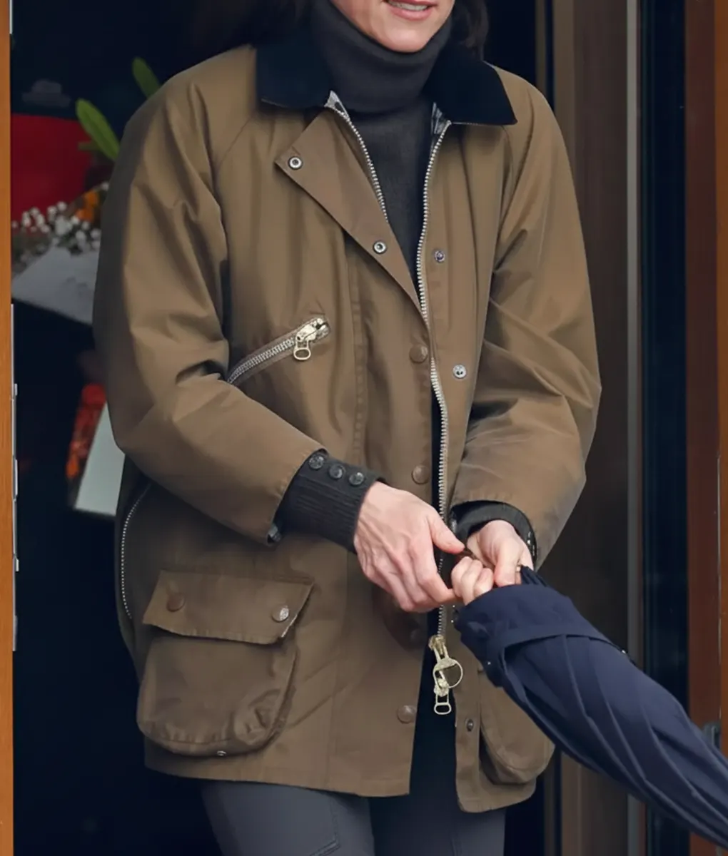 Kate Middleton Brown Cotton Jacket - Front