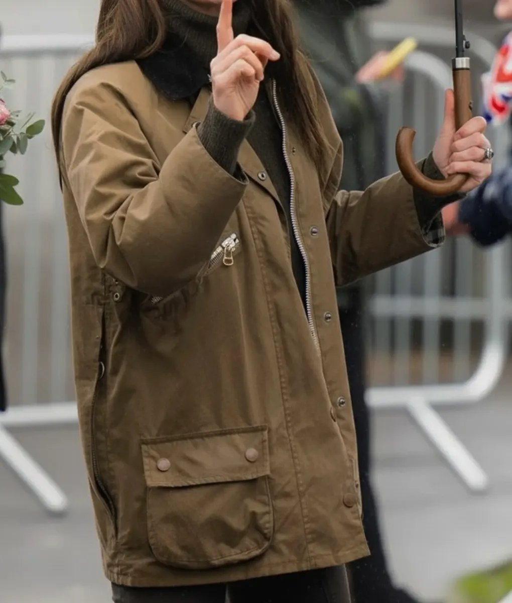 Kate Middleton Brown Cotton Jacket - Side