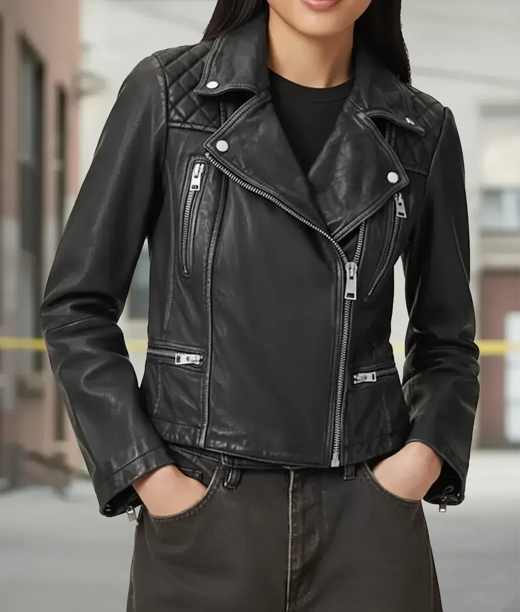 Mercy Kali Reis Black Leather Double Rider Jacket | TLC