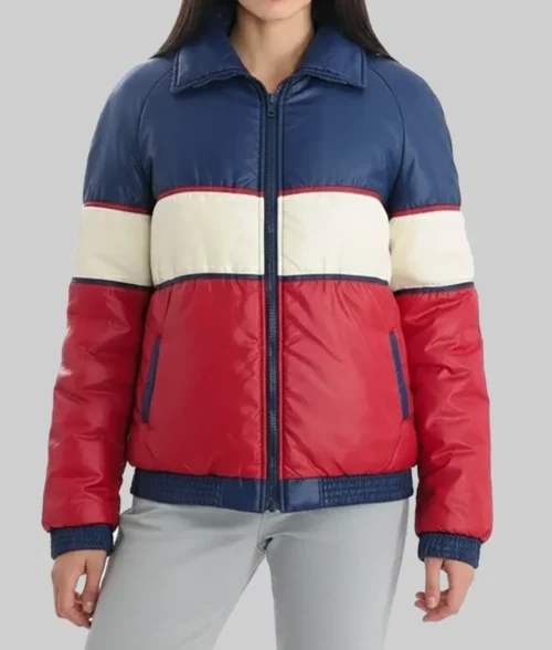 Vintage 70s Color Block Puffer Jacket - Front