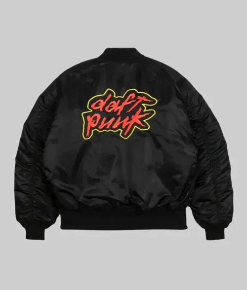 Daft Punk Black Satin Bomber Jacket - Back