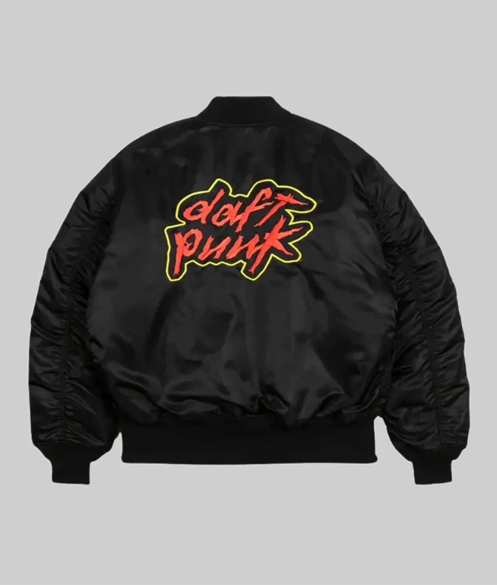 Daft Punk Black Satin Bomber Jacket - Back
