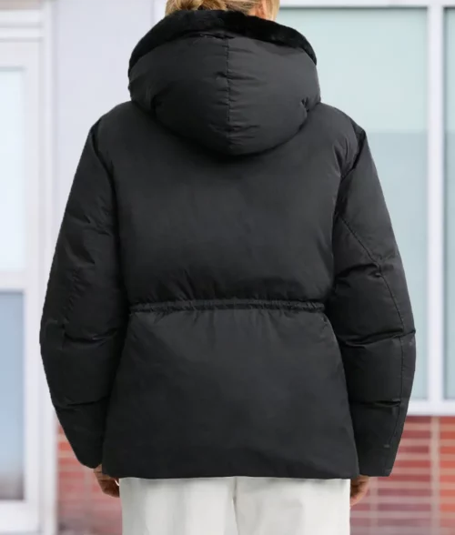 Jennifer Lawrence Hooded Black Puffer Jacket - Back