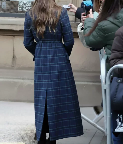 Kate Middleton Plaid Wool Coat - Back