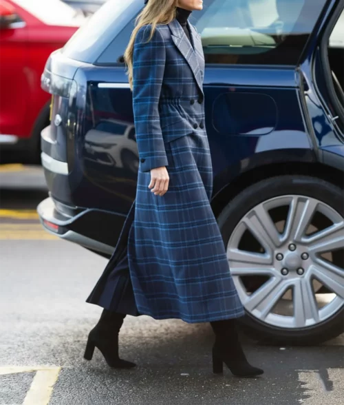 Kate Middleton Plaid Wool Coat - Side