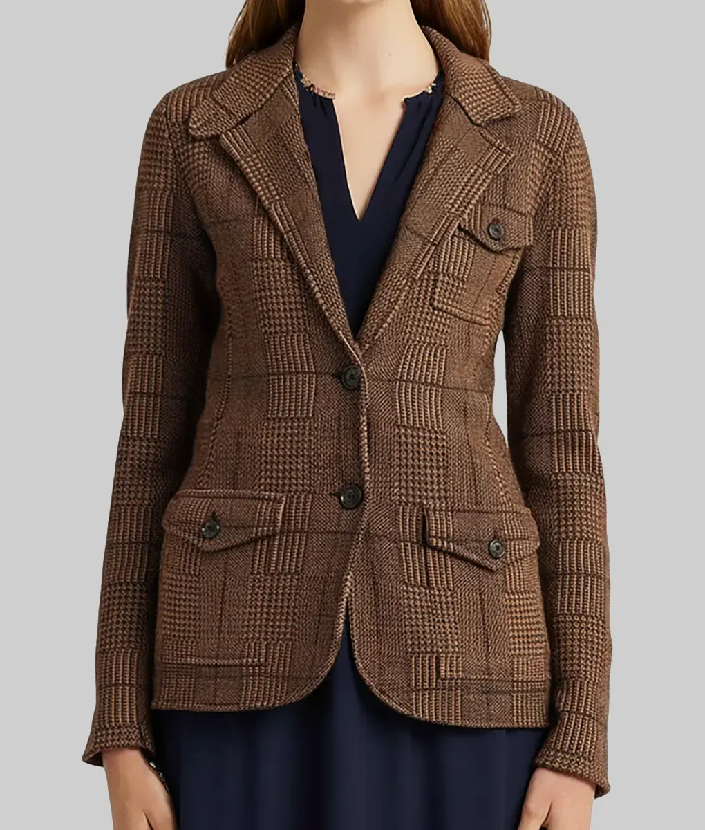Sunny Nights Ra Chapman Plaid Blazer - Front