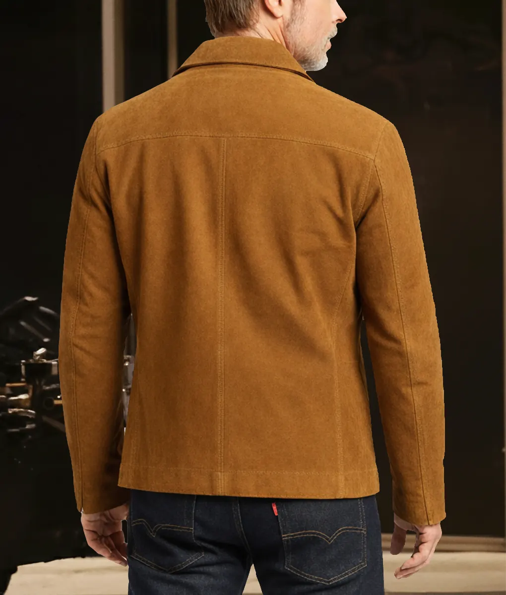 The Adventures Of Cliff Booth Brad Pitt Brown Jacket - Back