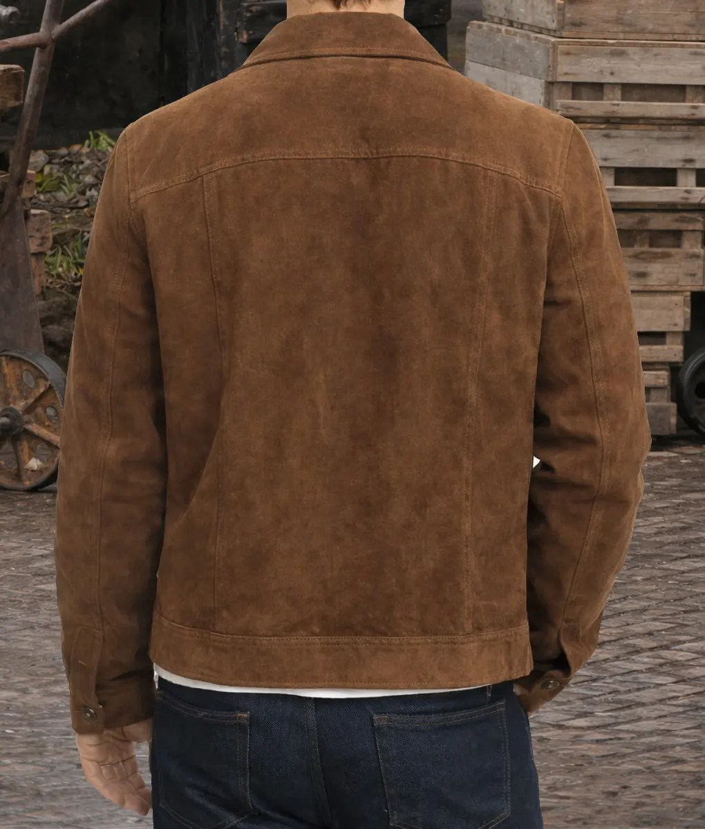 The Adventures Of Cliff Booth Brad Pitt Suede Jacket - Back