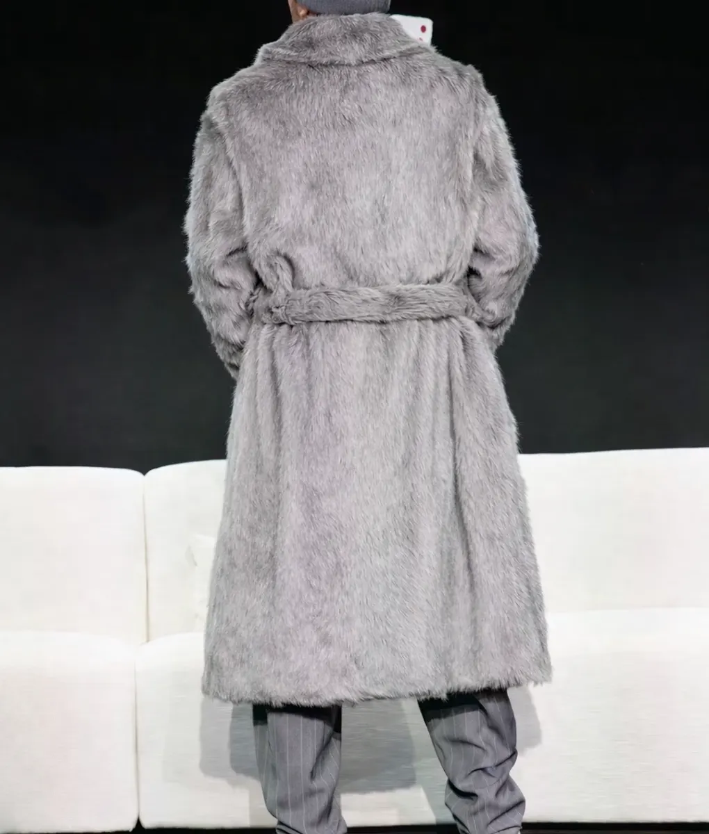 Bad Bunny Grey Fur Coat - Back