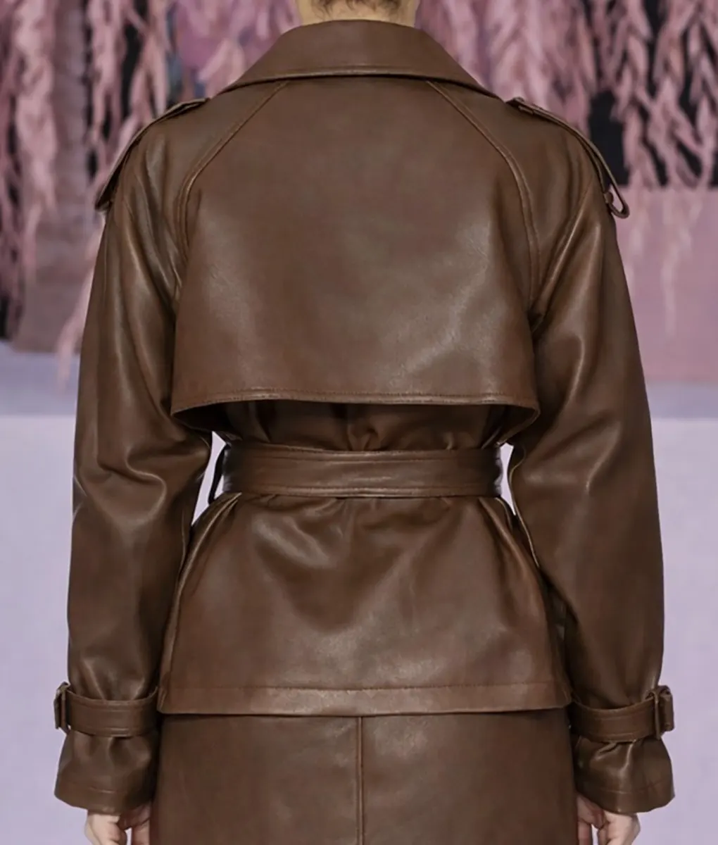 Claire Foy Double Breasted Brown Jacket - Back