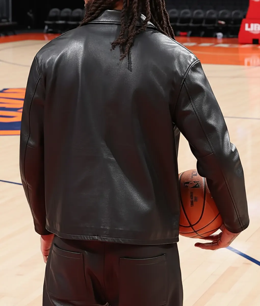 Derrick Rose Black Leather Jacket - Back