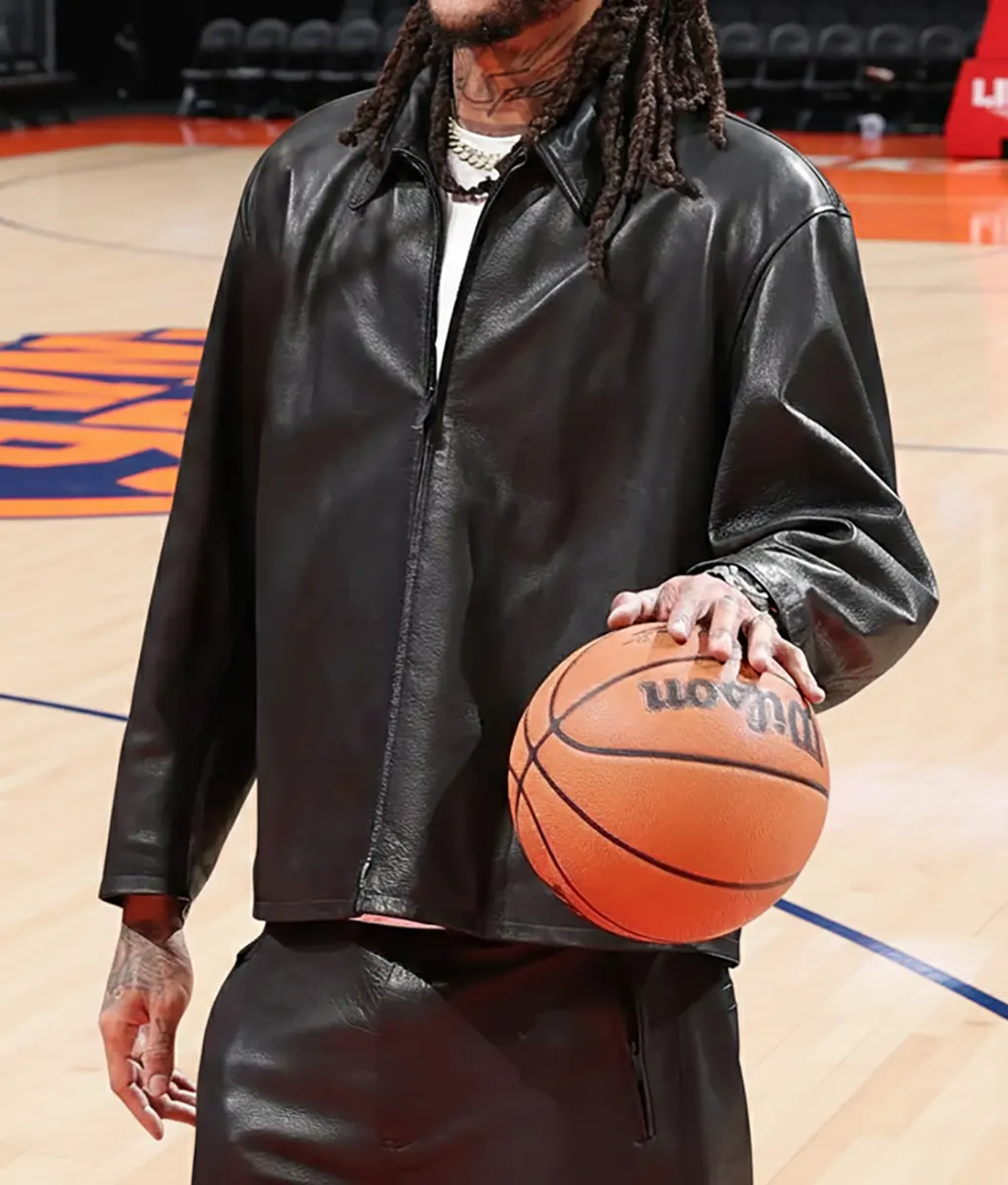 Derrick Rose Black Leather Jacket - Front