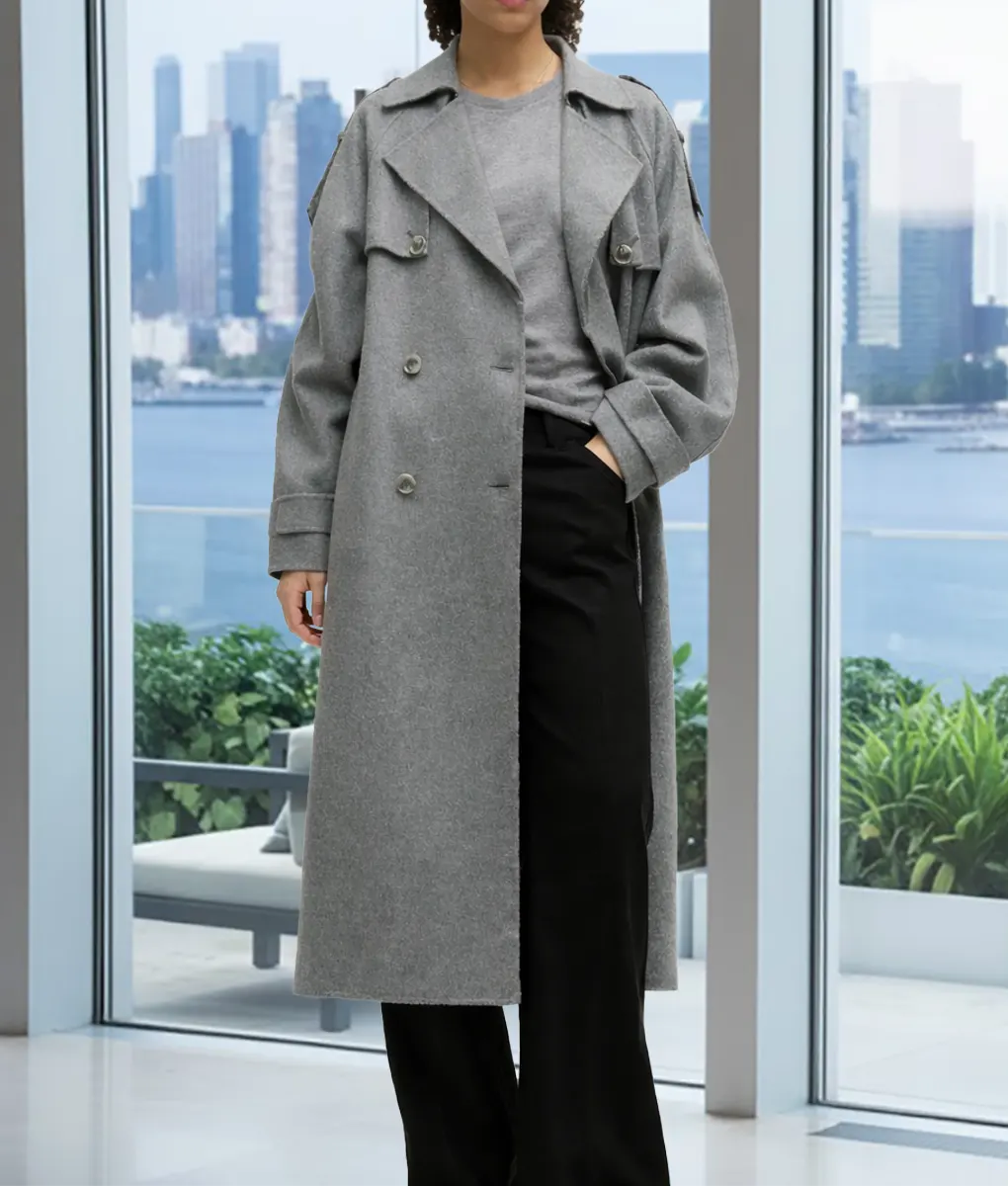 Industry Myha'la Grey Wool Coat - Front