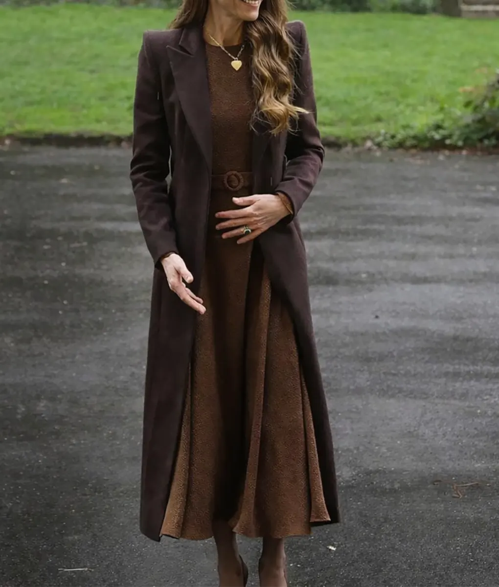 Kate Middleton Brown Wool Coat - Front