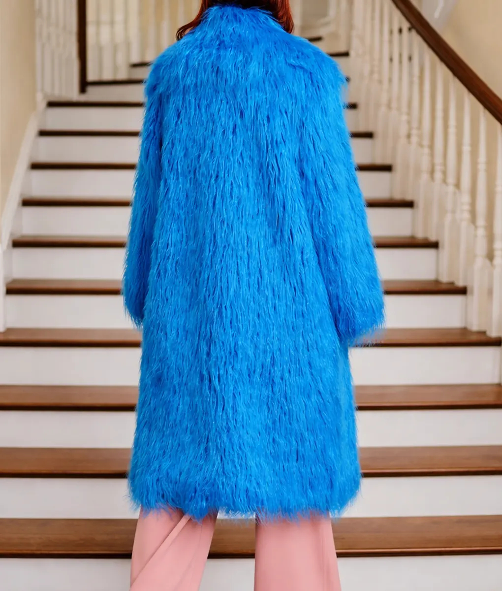 Elsbeth S03 Carrie Preston Blue Fur Coat - Back