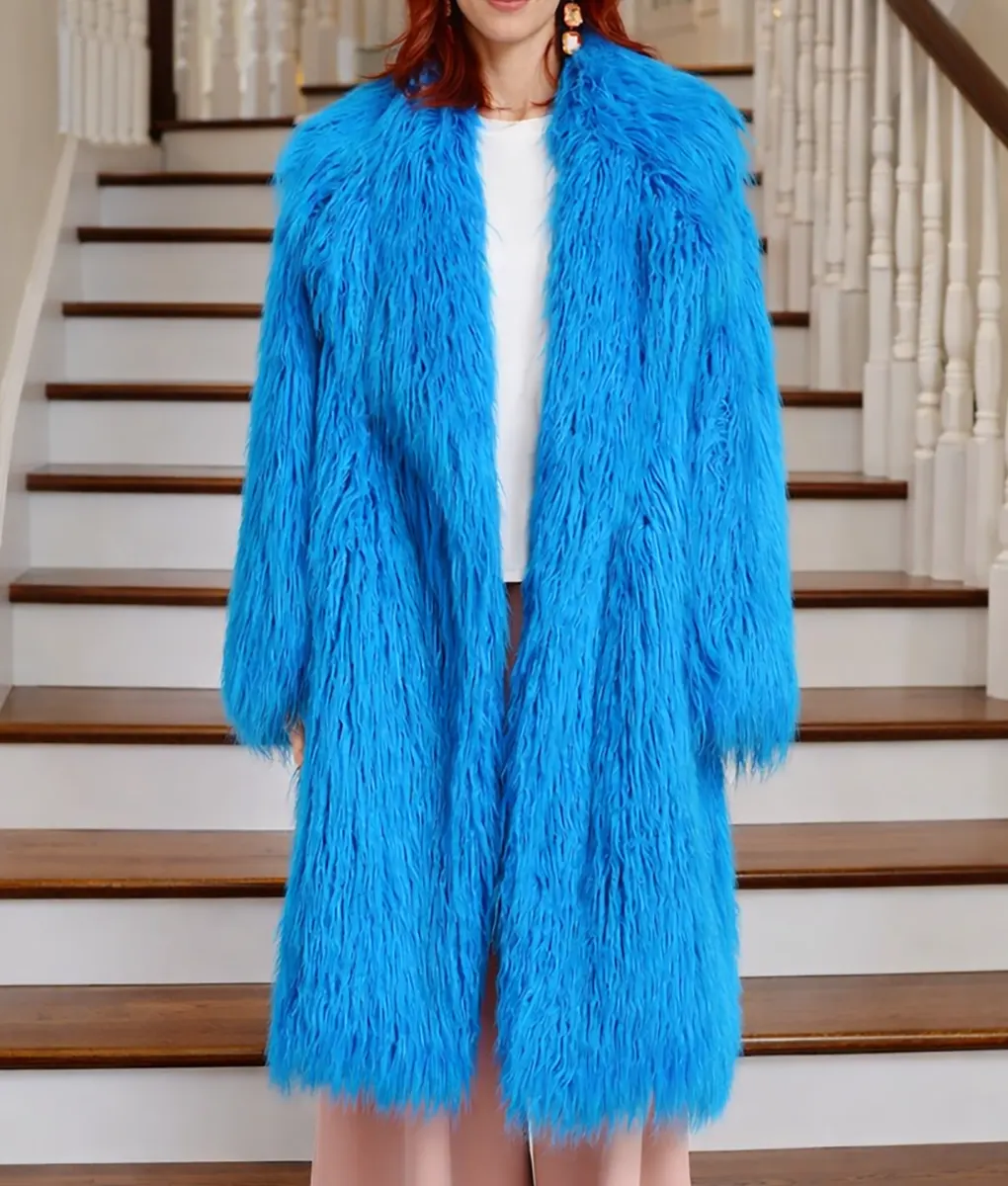 Elsbeth S03 Carrie Preston Blue Fur Coat - Front