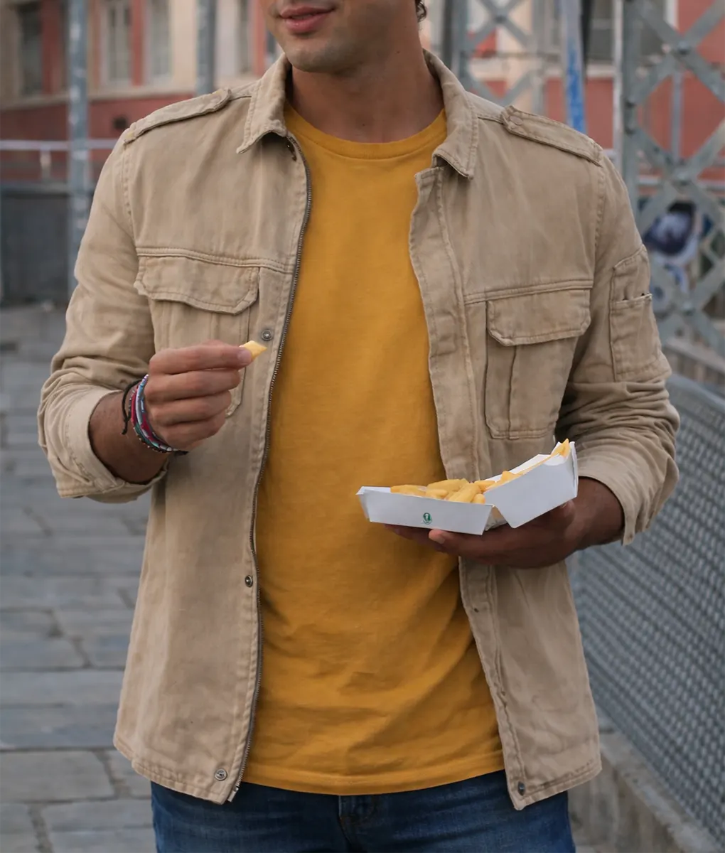 Idolos &Oacute;scar Casas Brown Cotton Jacket - Front