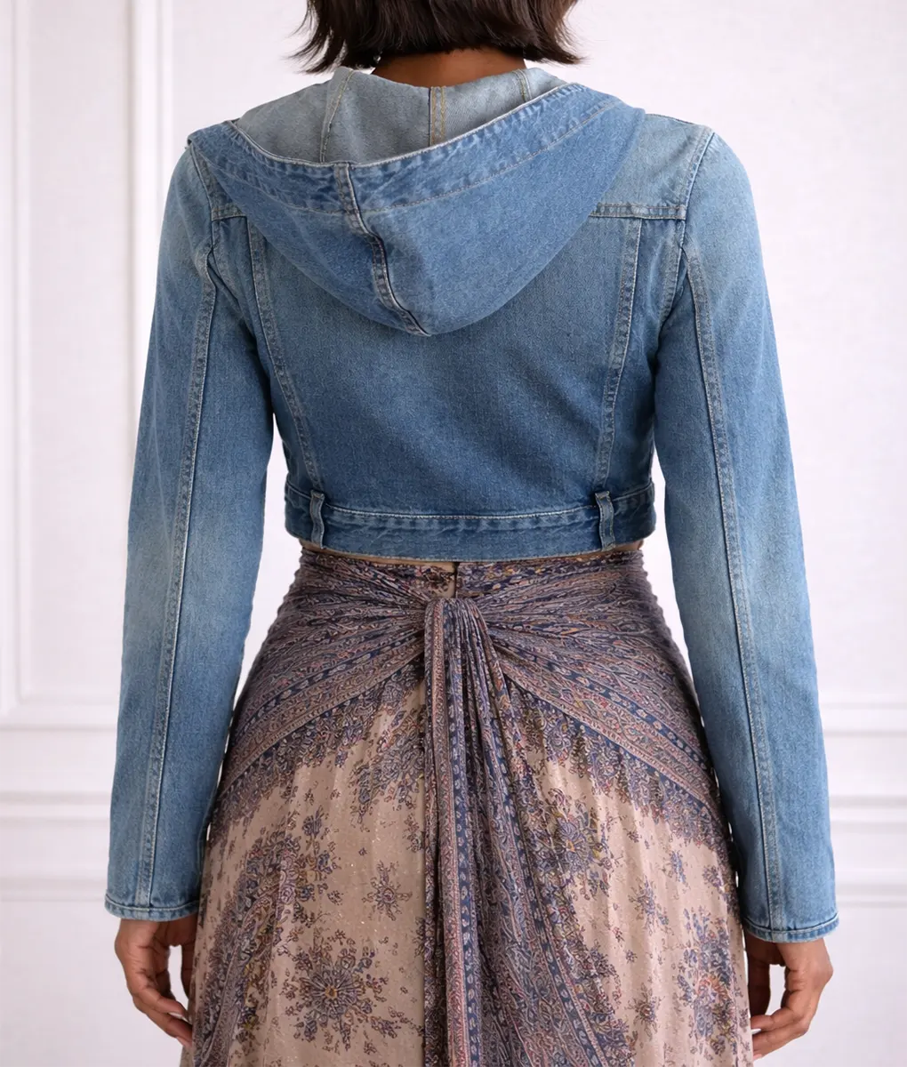 Imperfect Women Kerry Washington Denim Hooded Jacket - Back