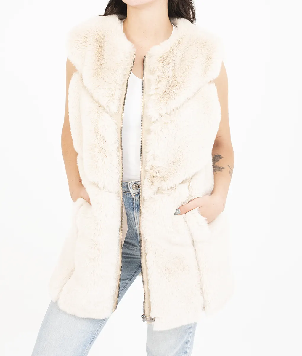 Luella Women's Beige Fur Vest (3)