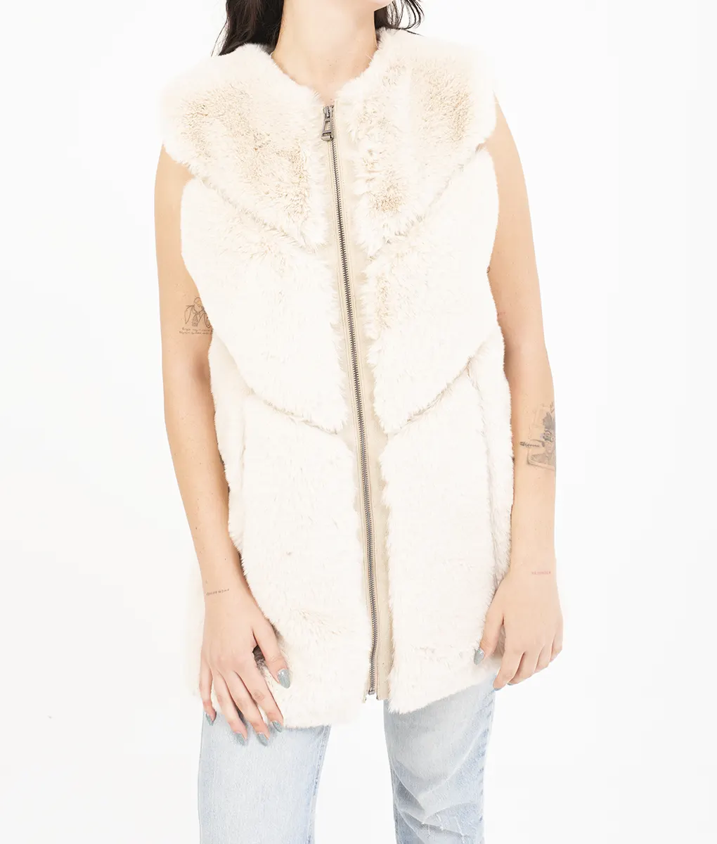 Luella Women's Beige Fur Vest (4)