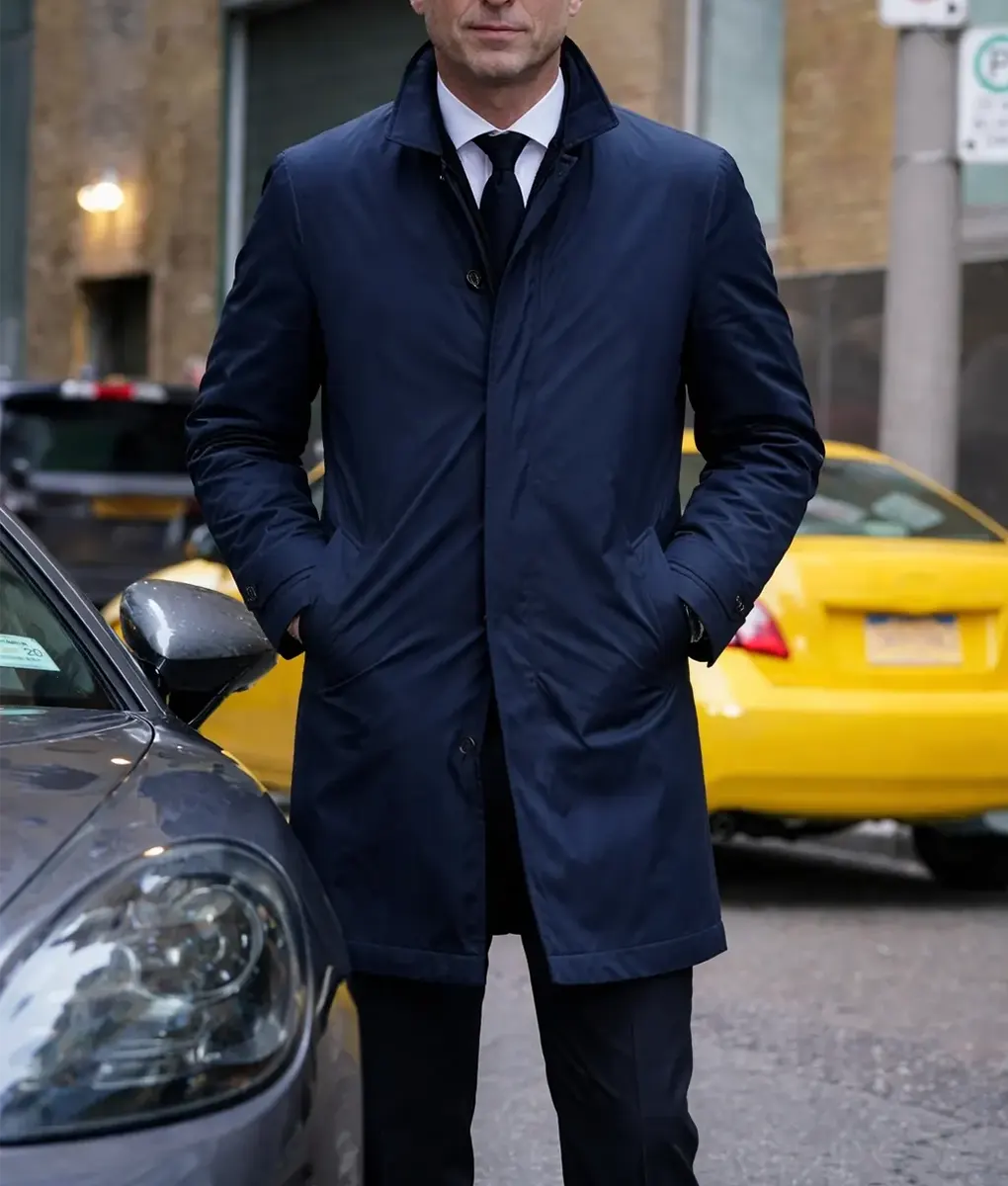 Memory of a Killer Patrick Dempsey Blue Coat - Front