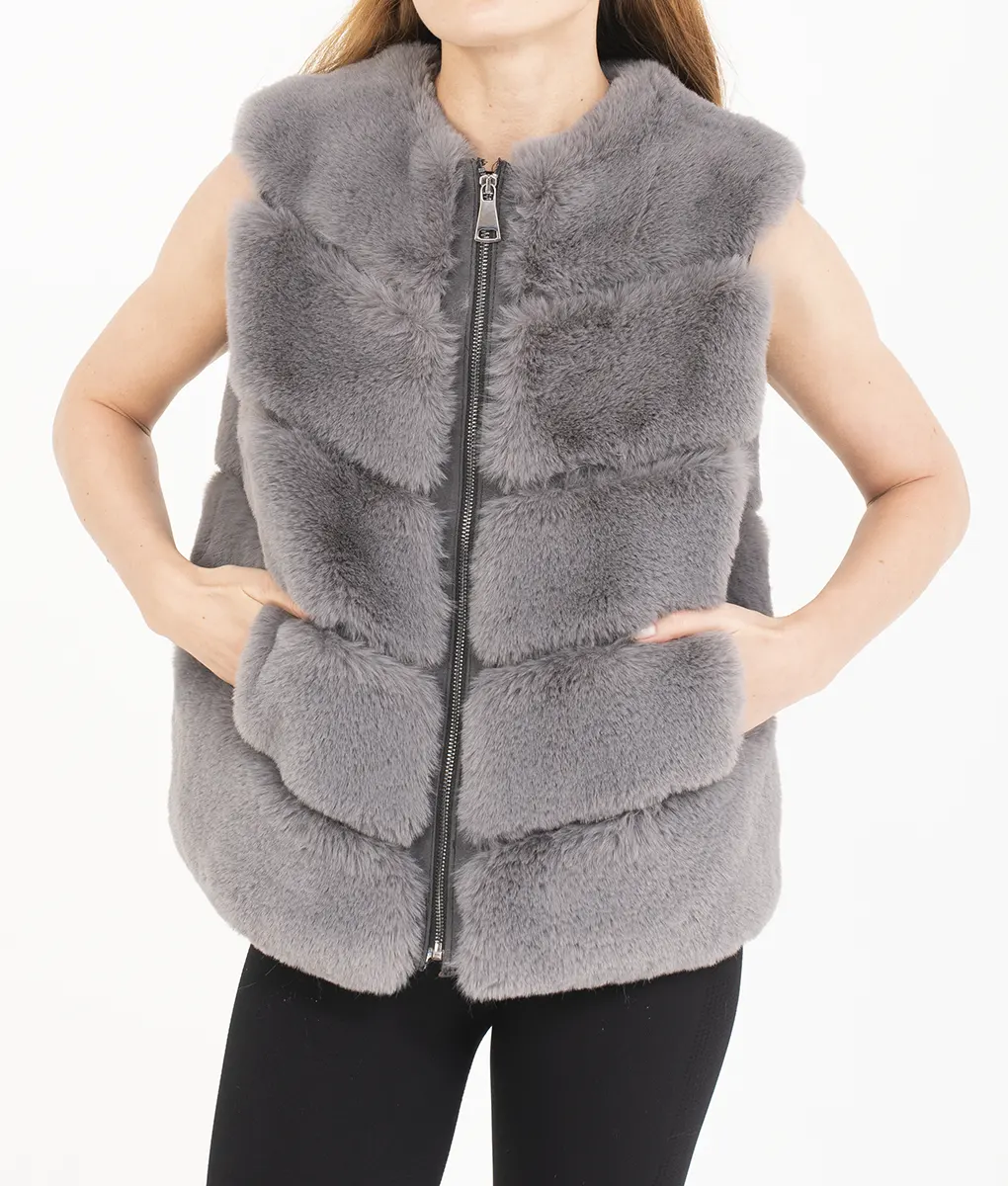 Neriah Women's Grey Fur Vest (1)