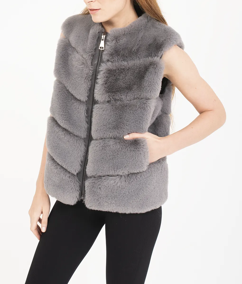 Neriah Women's Grey Fur Vest (2)