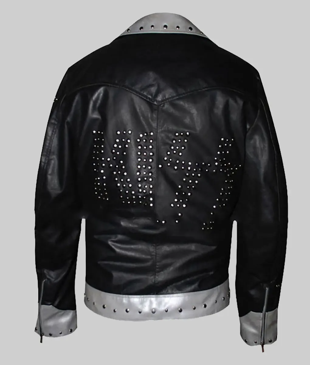 Paul Stanley Studded Black Leather Jacket - Back