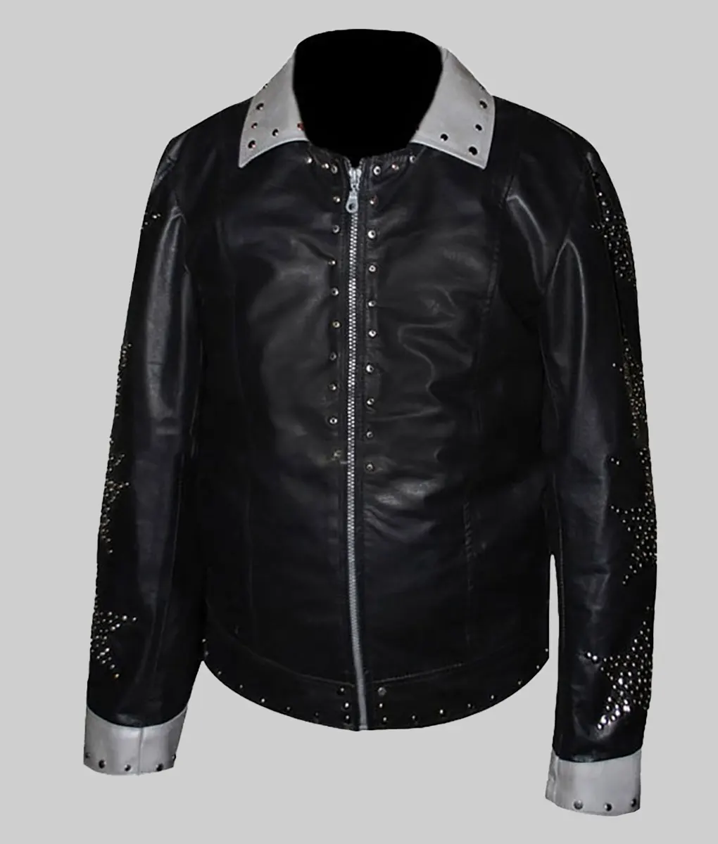 Paul Stanley Studded Black Leather Jacket - Front