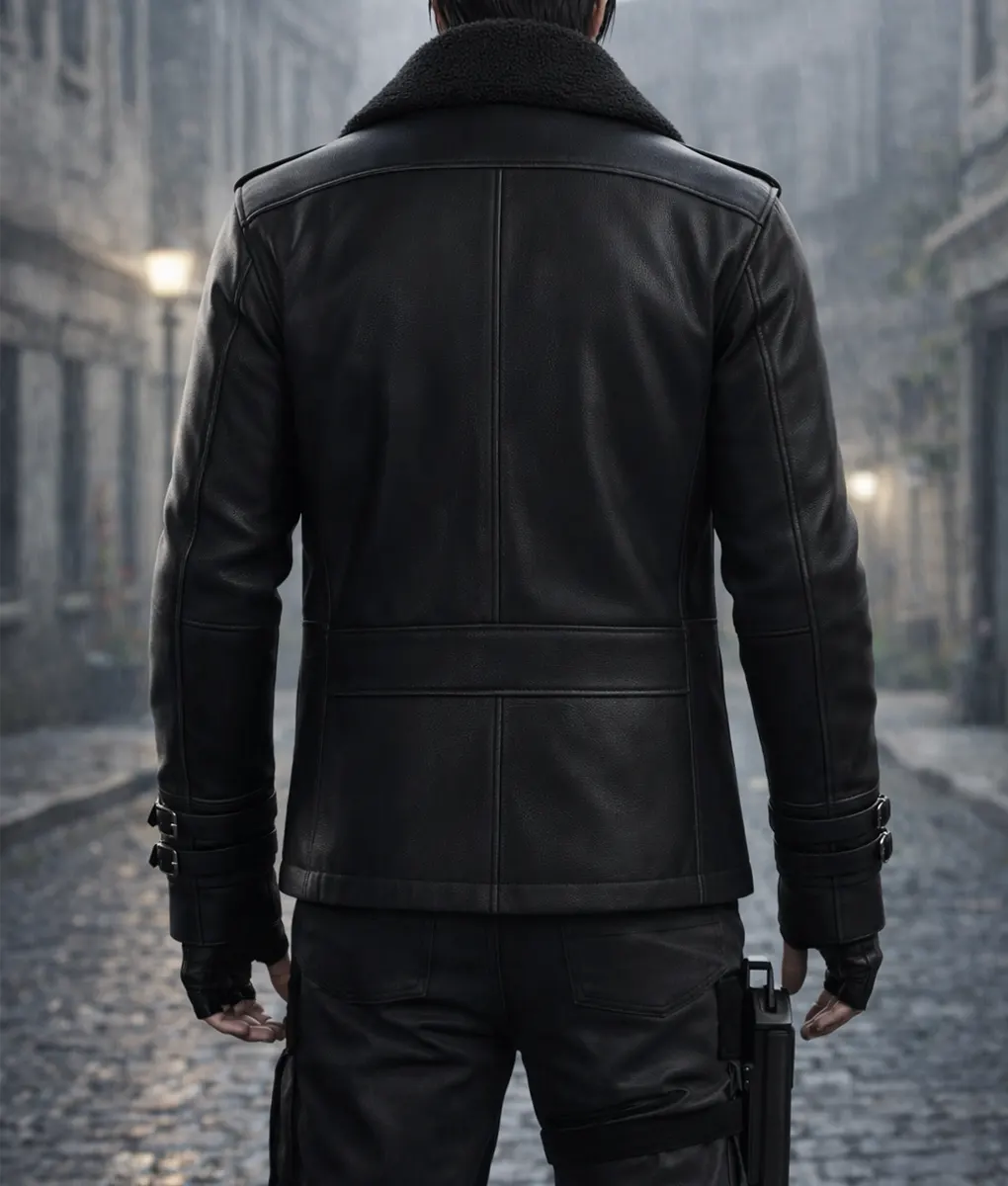 Resident Evil 9 Leon Kennedy Black Leather Jacket - Back