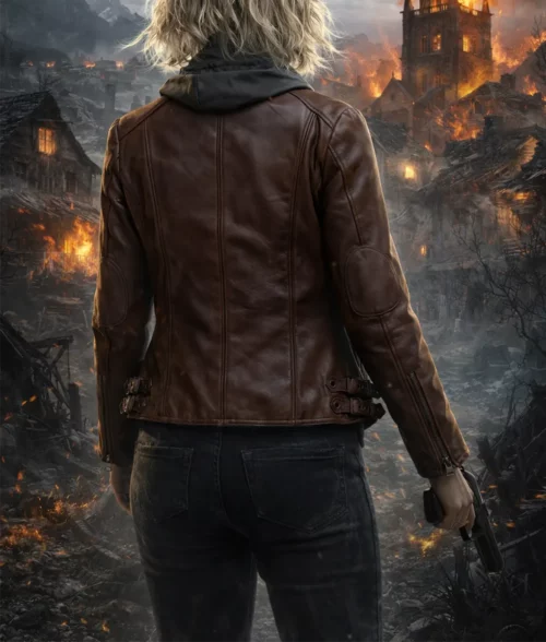 Resident Evil Grace Ashcroft Brown Leather Jacket - Back