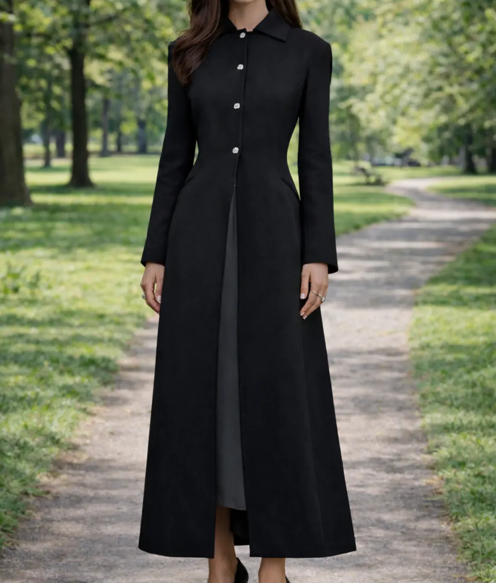 The Devil Wears Prada 2 Anne Hathaway Black Coat - Front