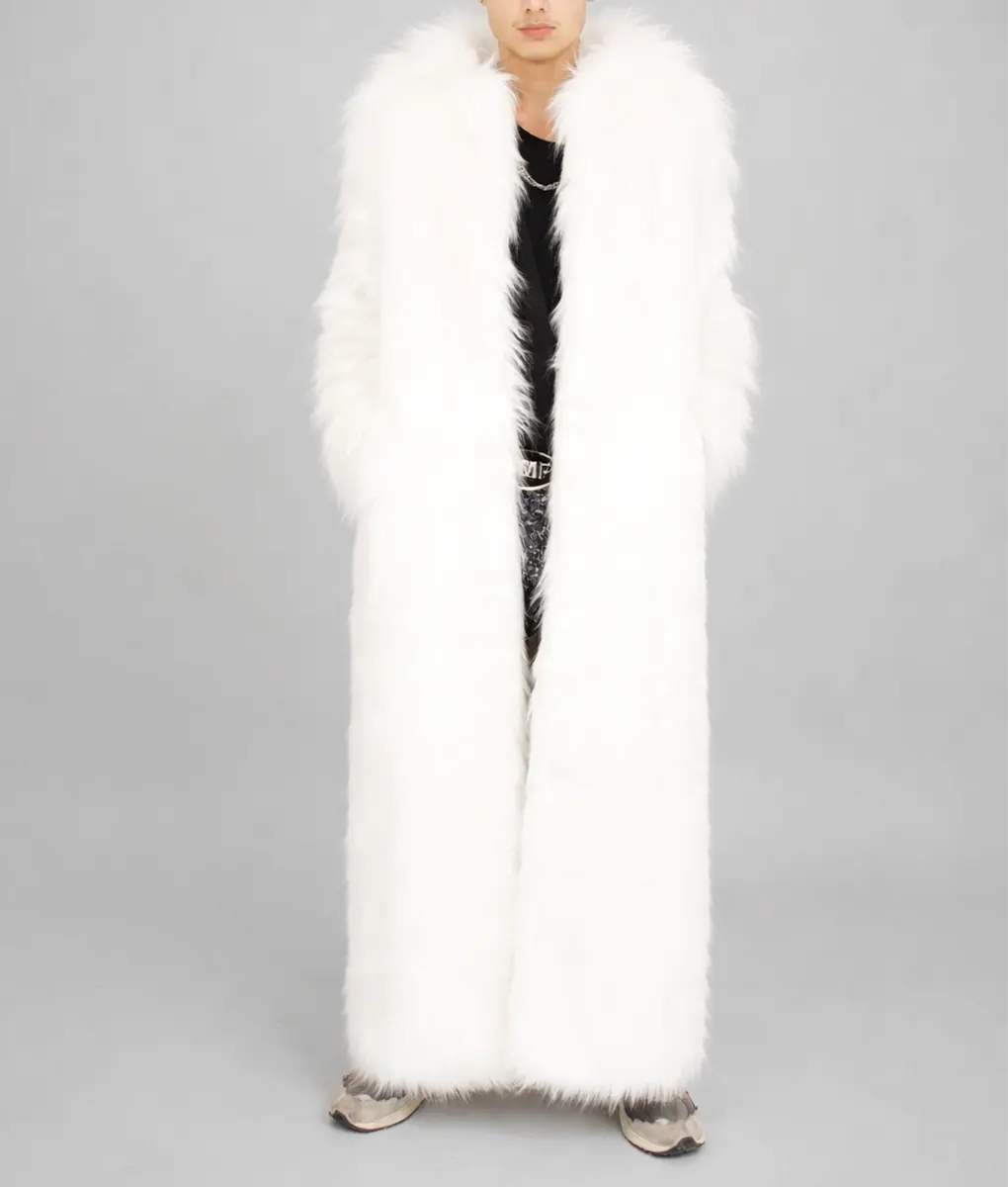Zachariah Men's White Fur Coat - Front
