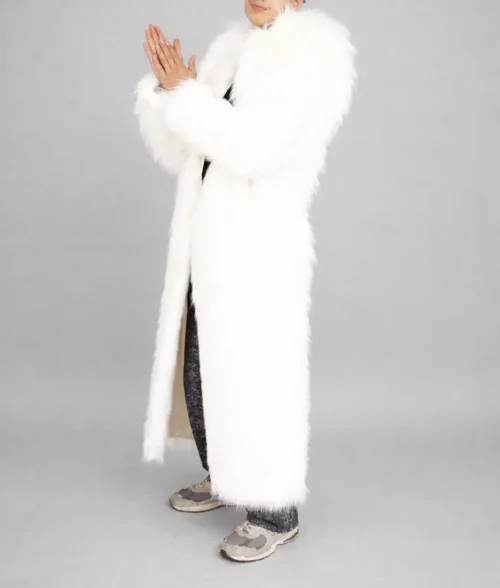 Zachariah Men's White Fur Coat - Side