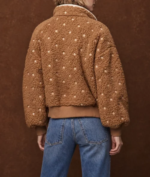 Beef S02 Carey Mulligan Brown Sherpa Jacket - Back