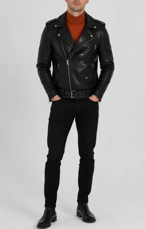 men's leather jacket outfit ideas