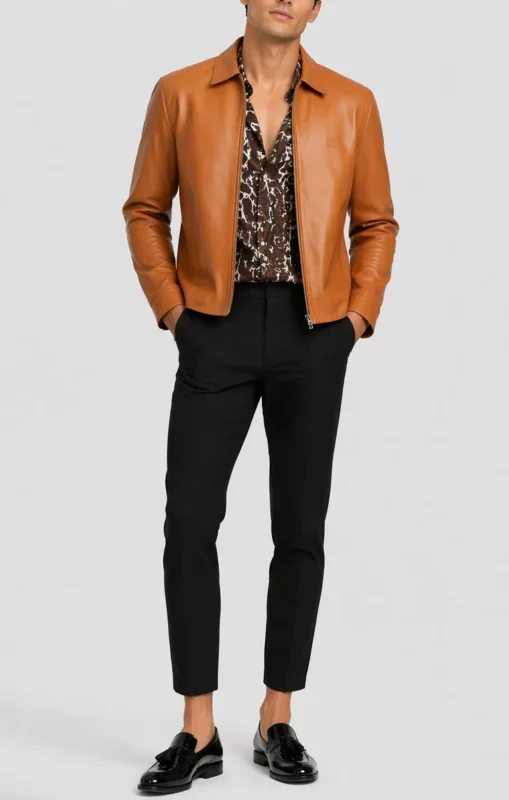 men's leather jacket outfit ideas