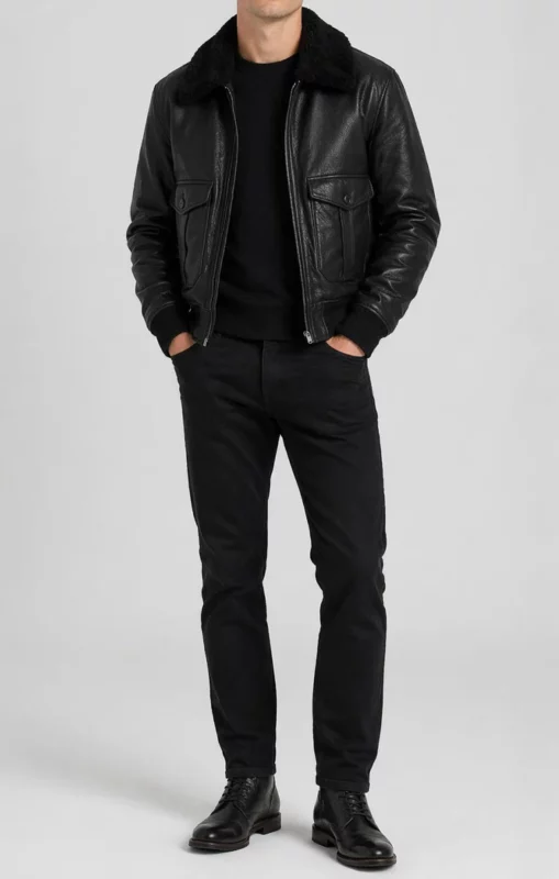 men's leather jacket outfit ideas