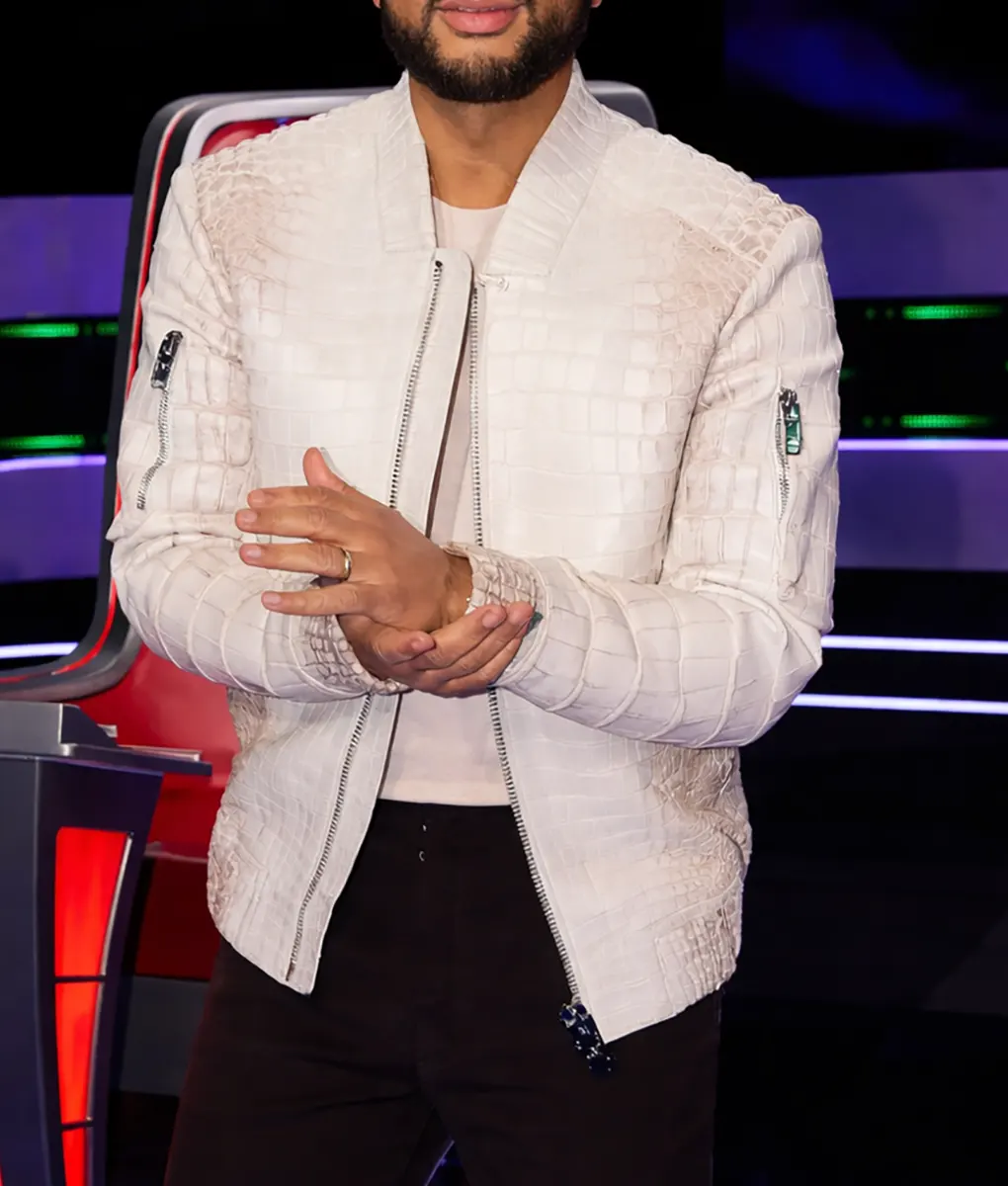 John Legend Croc Pattern White Jacket - Front