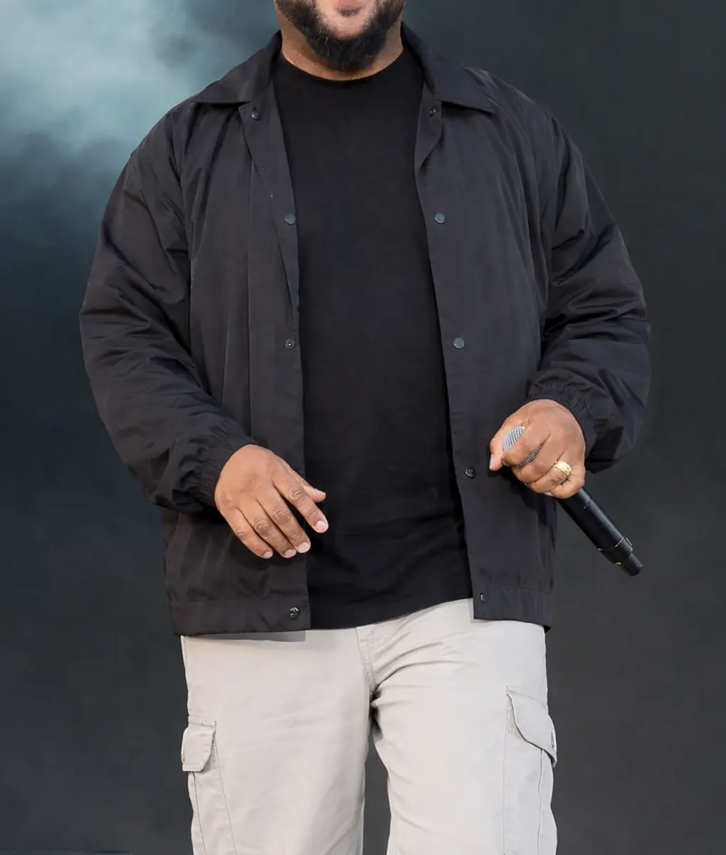 O'Shea Jackson Black Bomber Jacket - Front