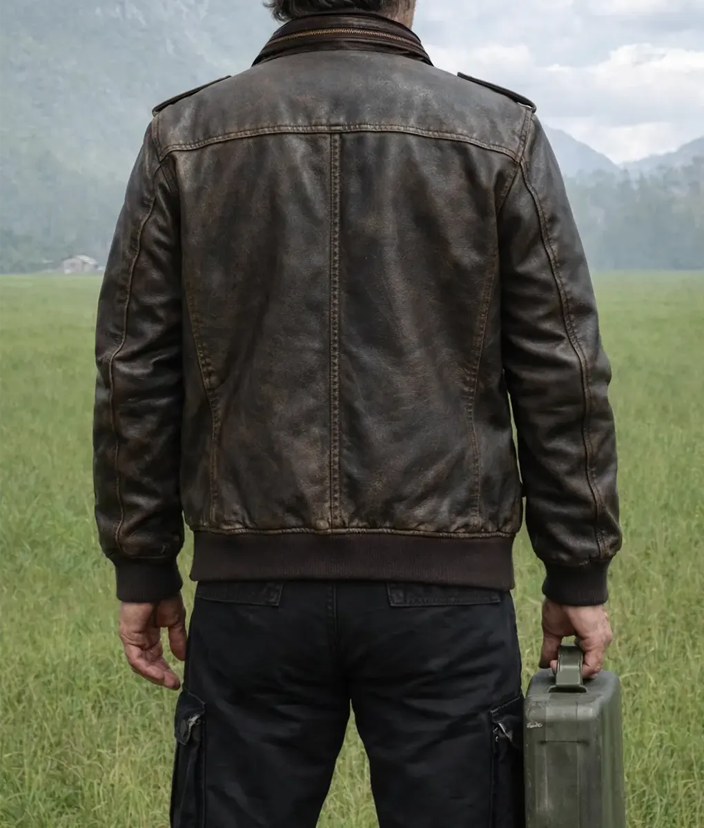 The Dog Stars Josh Brolin Distressed Leather Jacket - Back