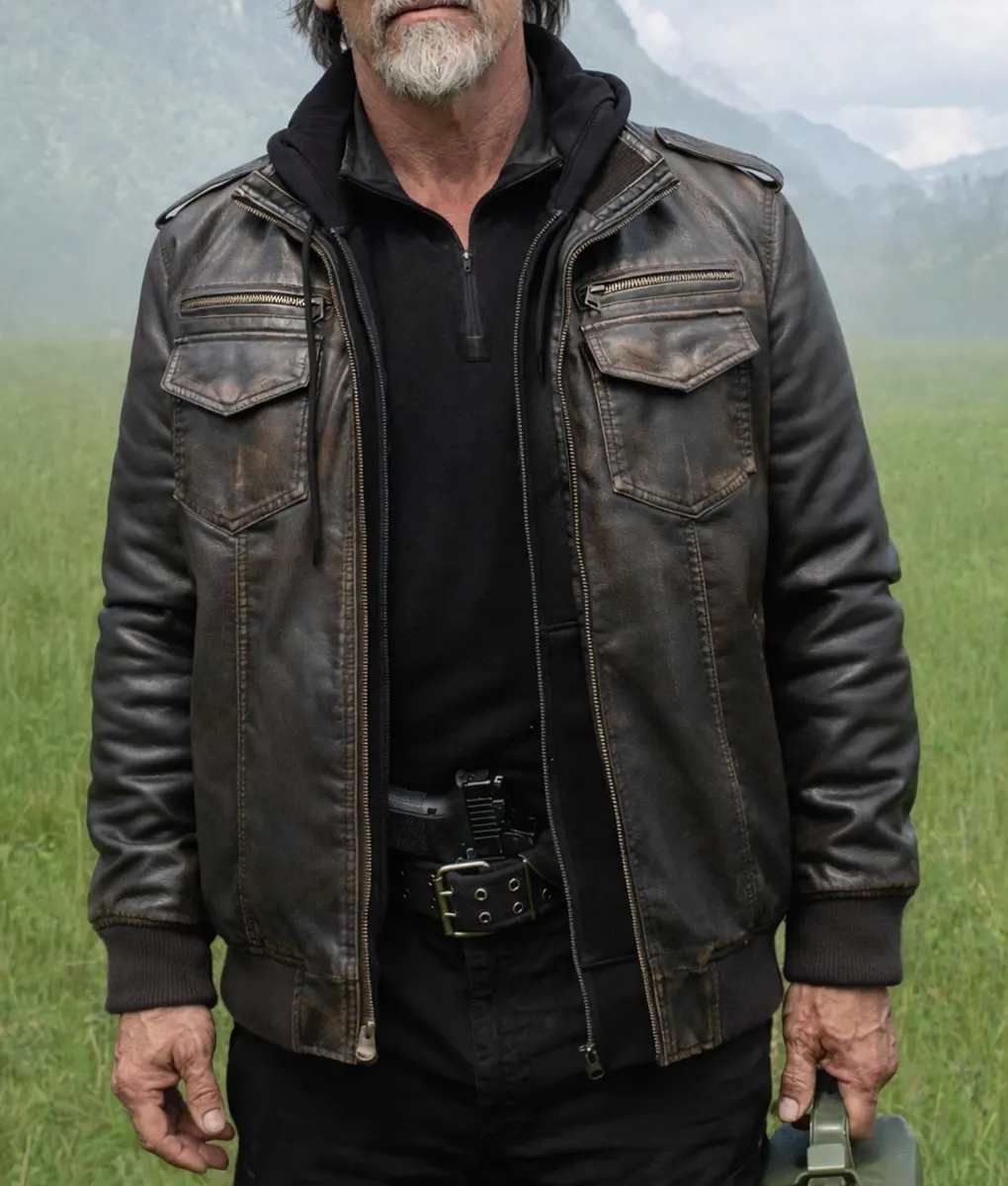 The Dog Stars Josh Brolin Distressed Leather Jacket - Front